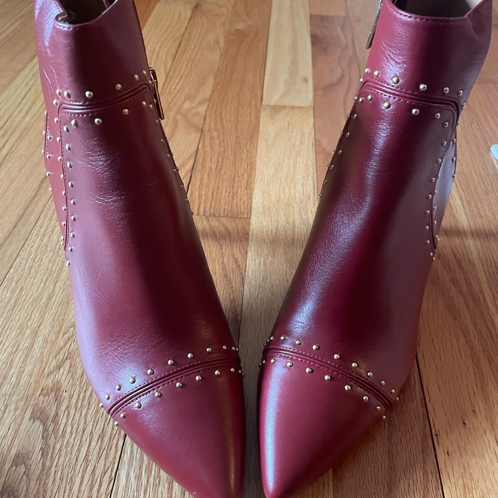 Calvin Klein Studded Red Ankle Boots